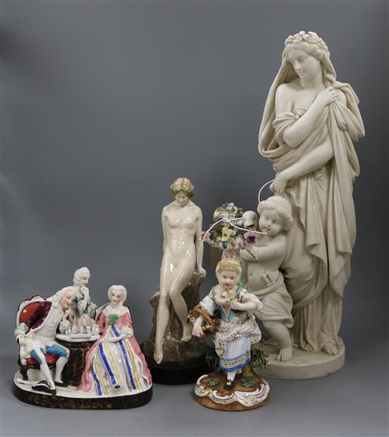 An Eric Bradbury figure, a Minton Parian group and two other groups